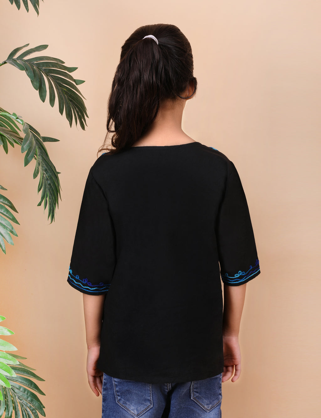 Kids Cotton Kashmiri Embriodered Short Regular Fit Kurti