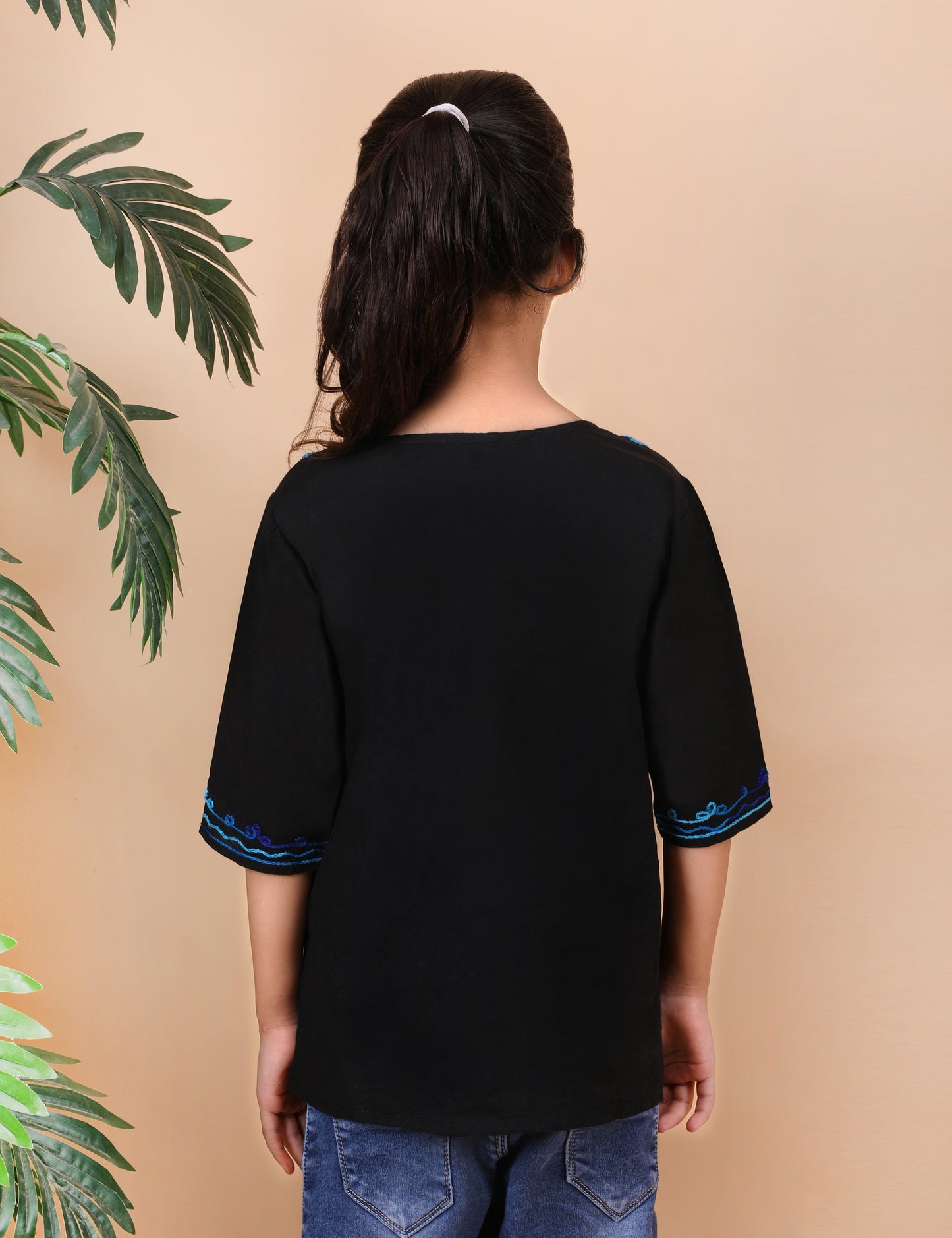 Kids Cotton Kashmiri Embriodered Short Regular Fit Kurti