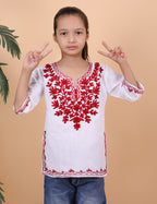 Kids Cotton Kashmiri Embriodered Short Regular Fit Kurti