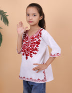 Kids Cotton Kashmiri Embriodered Short Regular Fit Kurti