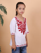 Kids Cotton Kashmiri Embriodered Short Regular Fit Kurti