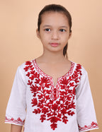 Kids Cotton Kashmiri Embriodered Short Regular Fit Kurti