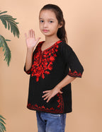 Kids Cotton Kashmiri Embriodered Short Regular Fit Kurti