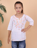 Kids Cotton Kashmiri Embriodered Short Regular Fit Kurti