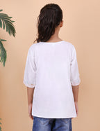 Kids Cotton Kashmiri Embriodered Short Regular Fit Kurti