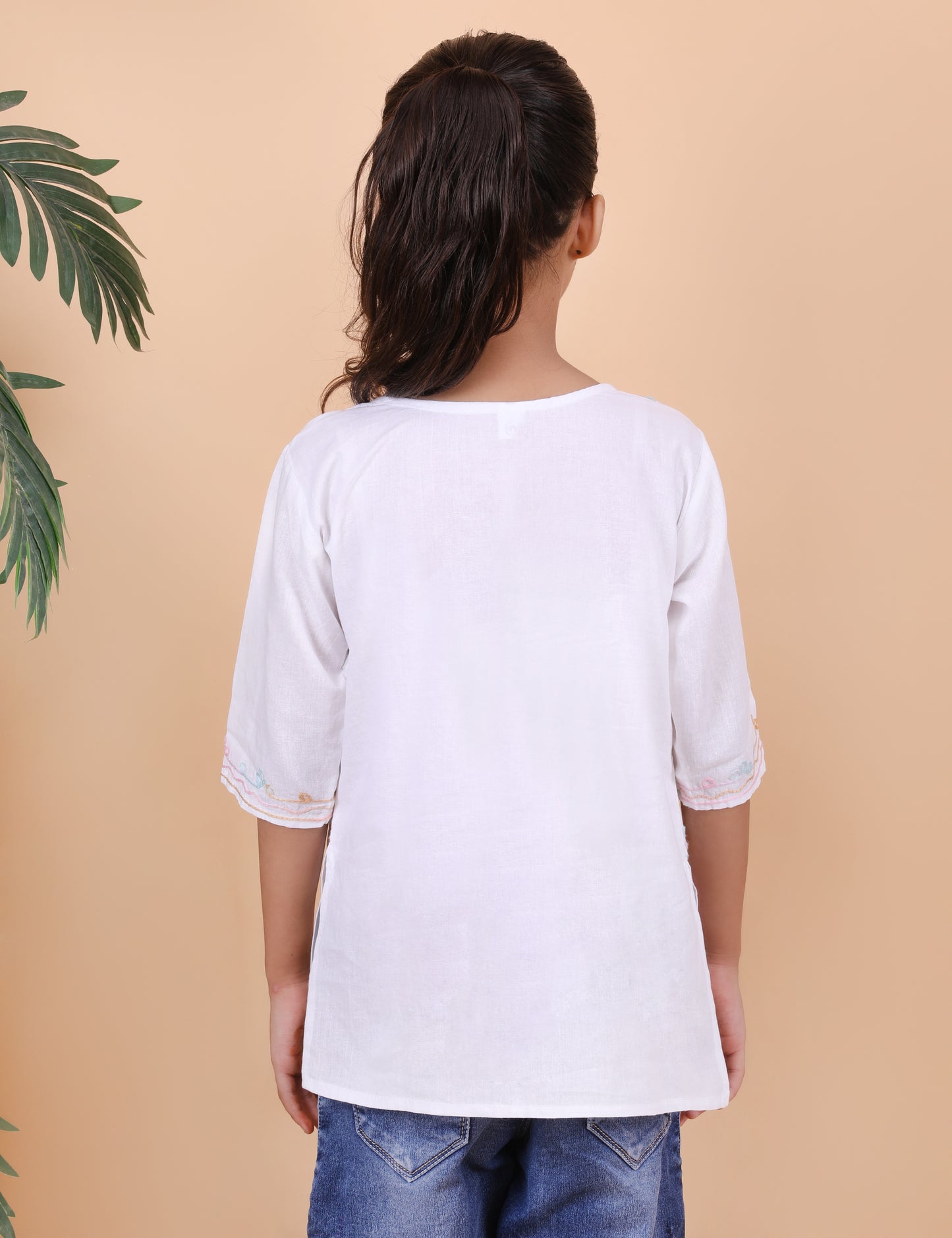 Kids Cotton Kashmiri Embriodered Short Regular Fit Kurti