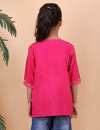 Kids Cotton Kashmiri Embriodered Short Regular Fit Kurti