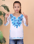 Kids Cotton Kashmiri Embriodered Short Regular Fit Kurti