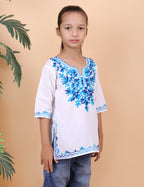 Kids Cotton Kashmiri Embriodered Short Regular Fit Kurti