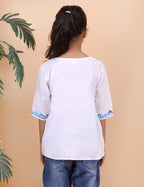 Kids Cotton Kashmiri Embriodered Short Regular Fit Kurti