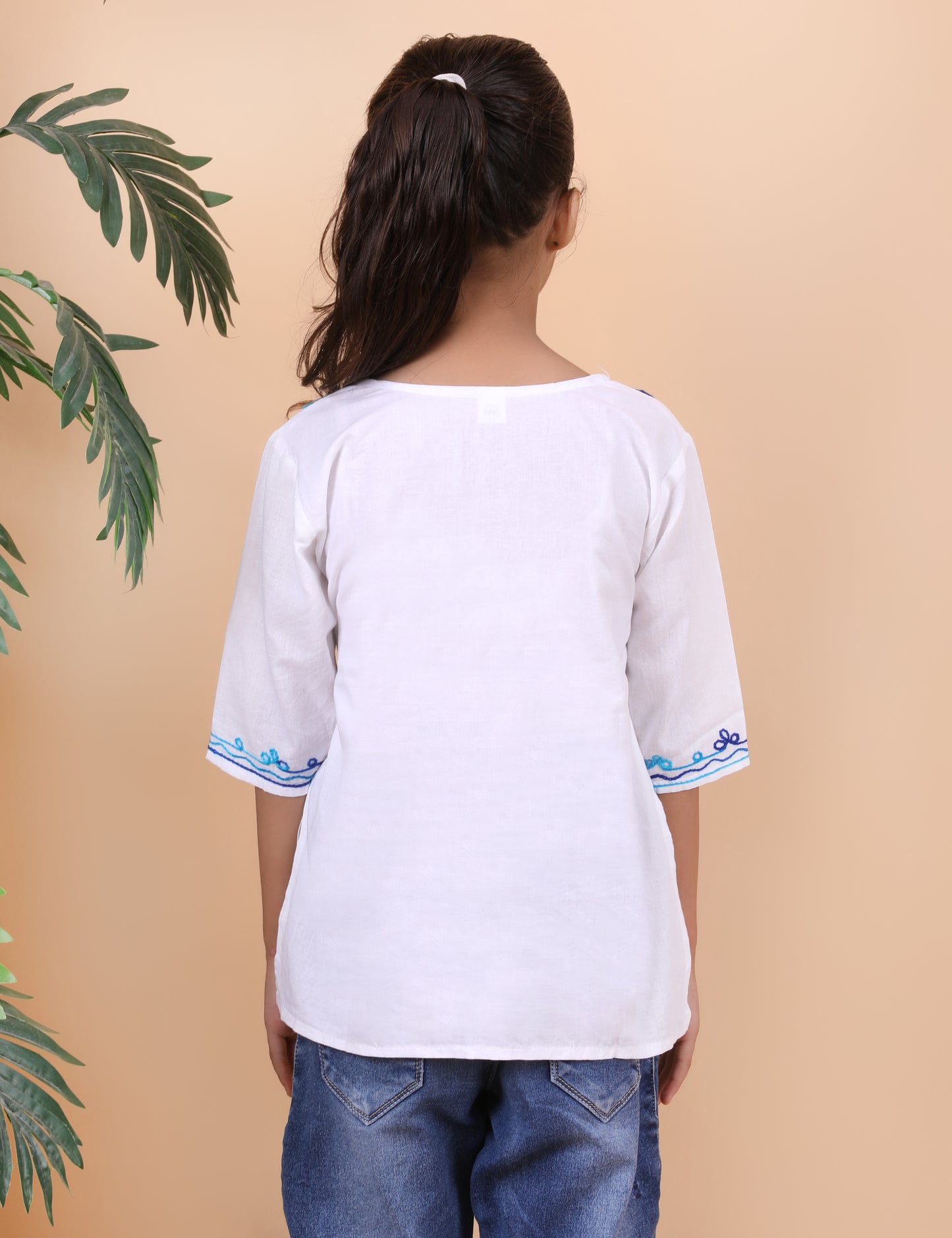 Kids Cotton Kashmiri Embriodered Short Regular Fit Kurti