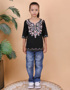 Kids Cotton Kashmiri Embriodered Short Regular Fit Kurti