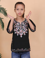 Kids Cotton Kashmiri Embriodered Short Regular Fit Kurti