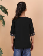 Kids Cotton Kashmiri Embriodered Short Regular Fit Kurti