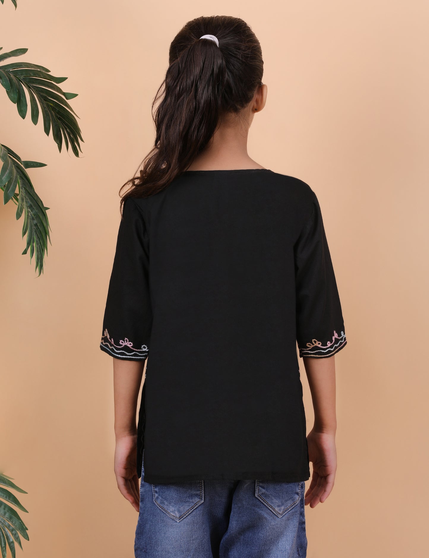 Kids Cotton Kashmiri Embriodered Short Regular Fit Kurti