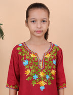 Kids Cotton Kashmiri Embriodered Short Regular Fit Kurti
