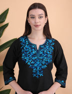 Women Cotton Kashmiri Embriodered Short Regular Fit Kurti