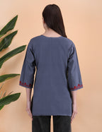 Women Cotton Kashmiri Embriodered Short Regular Fit Kurti