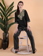 Women Cotton Kashmiri Embriodered Short Regular Fit Kurti