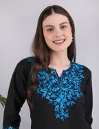 Women Cotton Kashmiri Embriodered Short Regular Fit Kurti