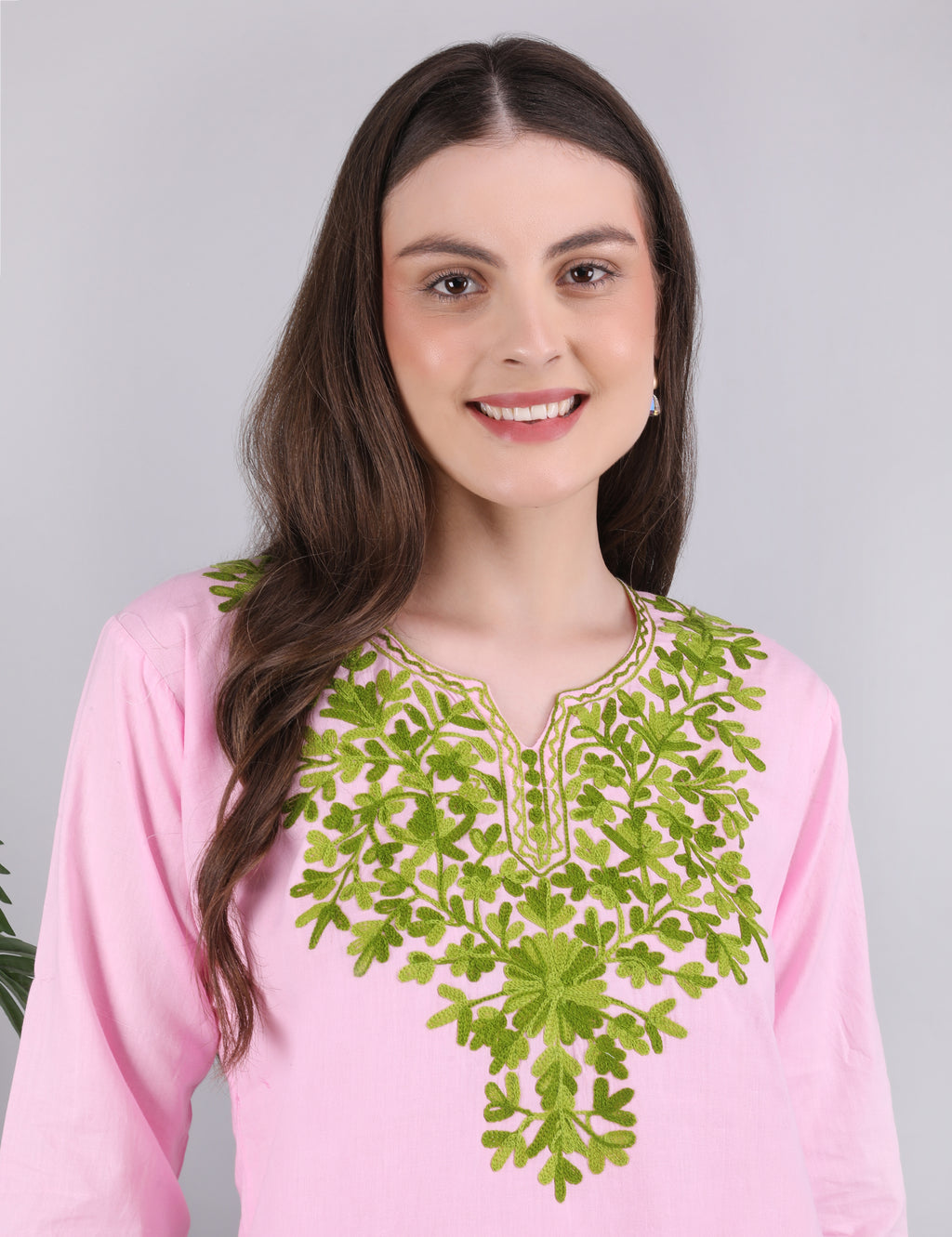 Women Cotton Kashmiri Embriodered Short Regular Fit Kurti