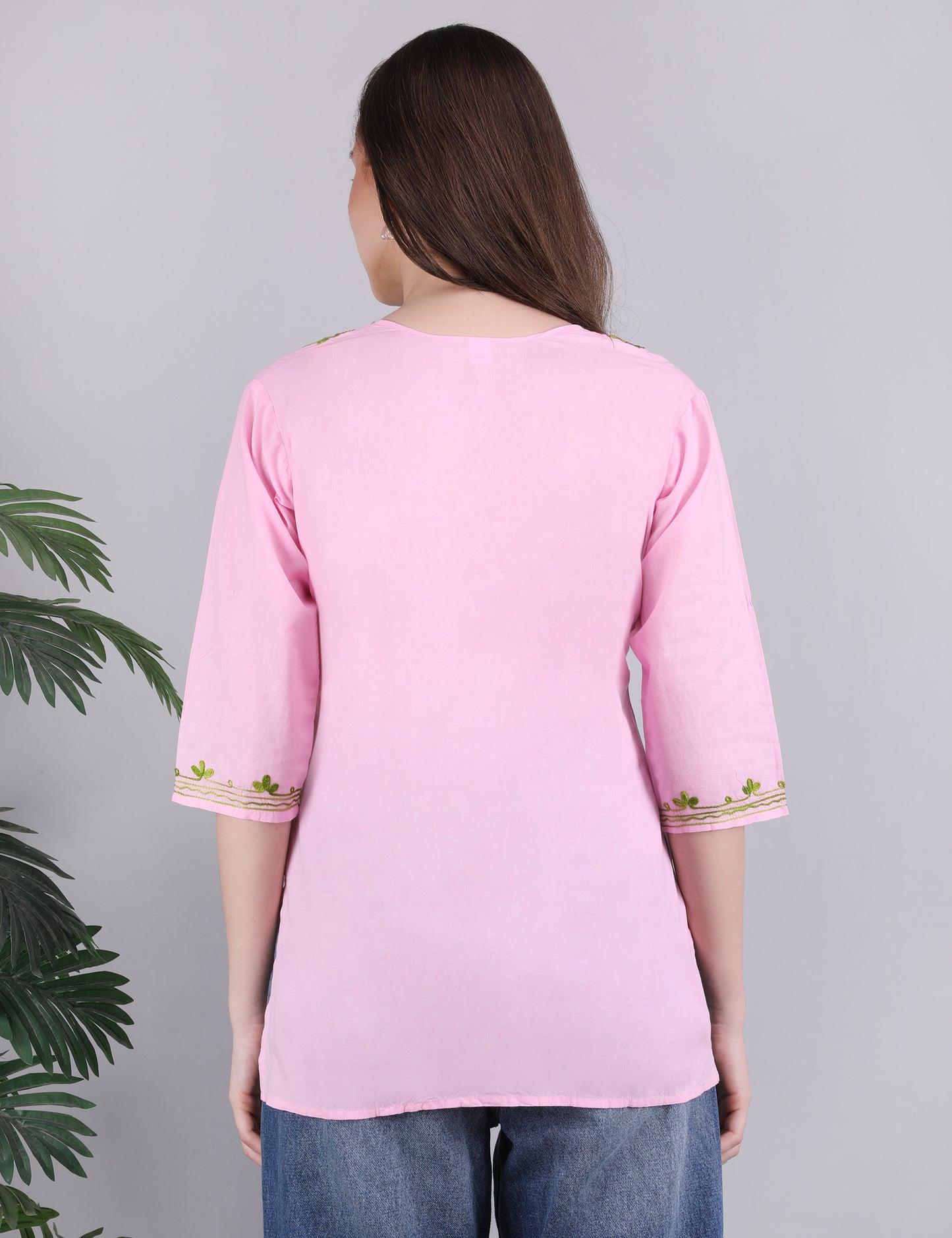 Women Cotton Kashmiri Embriodered Short Regular Fit Kurti
