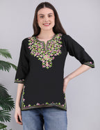 Women Cotton Kashmiri Embriodered Short Regular Fit Kurti