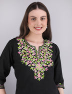 Women Cotton Kashmiri Embriodered Short Regular Fit Kurti