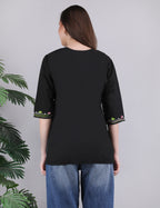 Women Cotton Kashmiri Embriodered Short Regular Fit Kurti