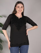 Women Cotton Kashmiri Embriodered Short Regular Fit Kurti