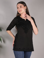 Women Cotton Kashmiri Embriodered Short Regular Fit Kurti